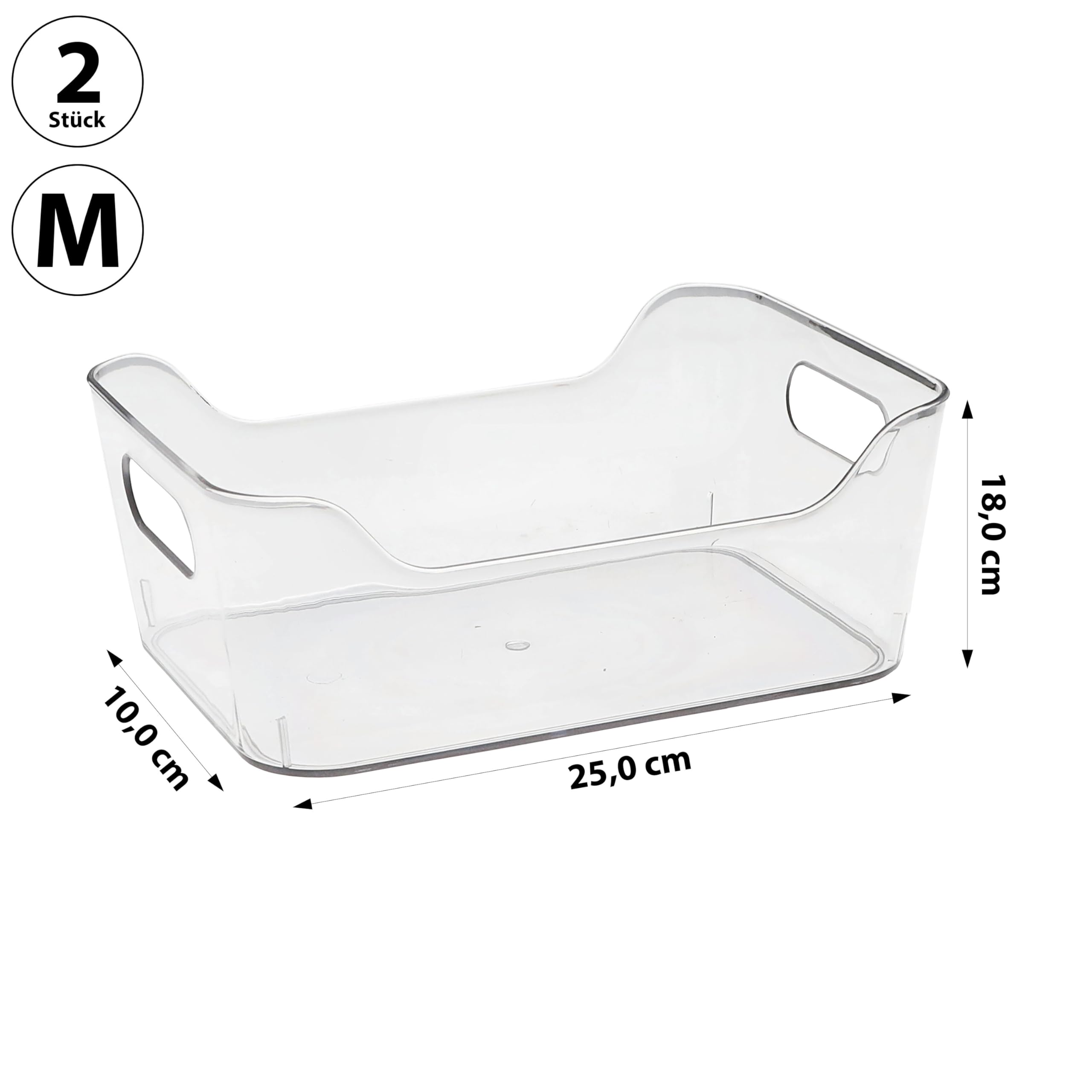 MDesign Aufbewahrungsbox 2er-Set – Transparent/grau, Mit Deckel Und Griffen, BPA-frei, Für Kühlschrank Und Küche