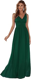 Womens Bridesmaid Dress V-Neck Sleeveless A Line Chiffon Floor Length Formal Dress 09016 - Buy now