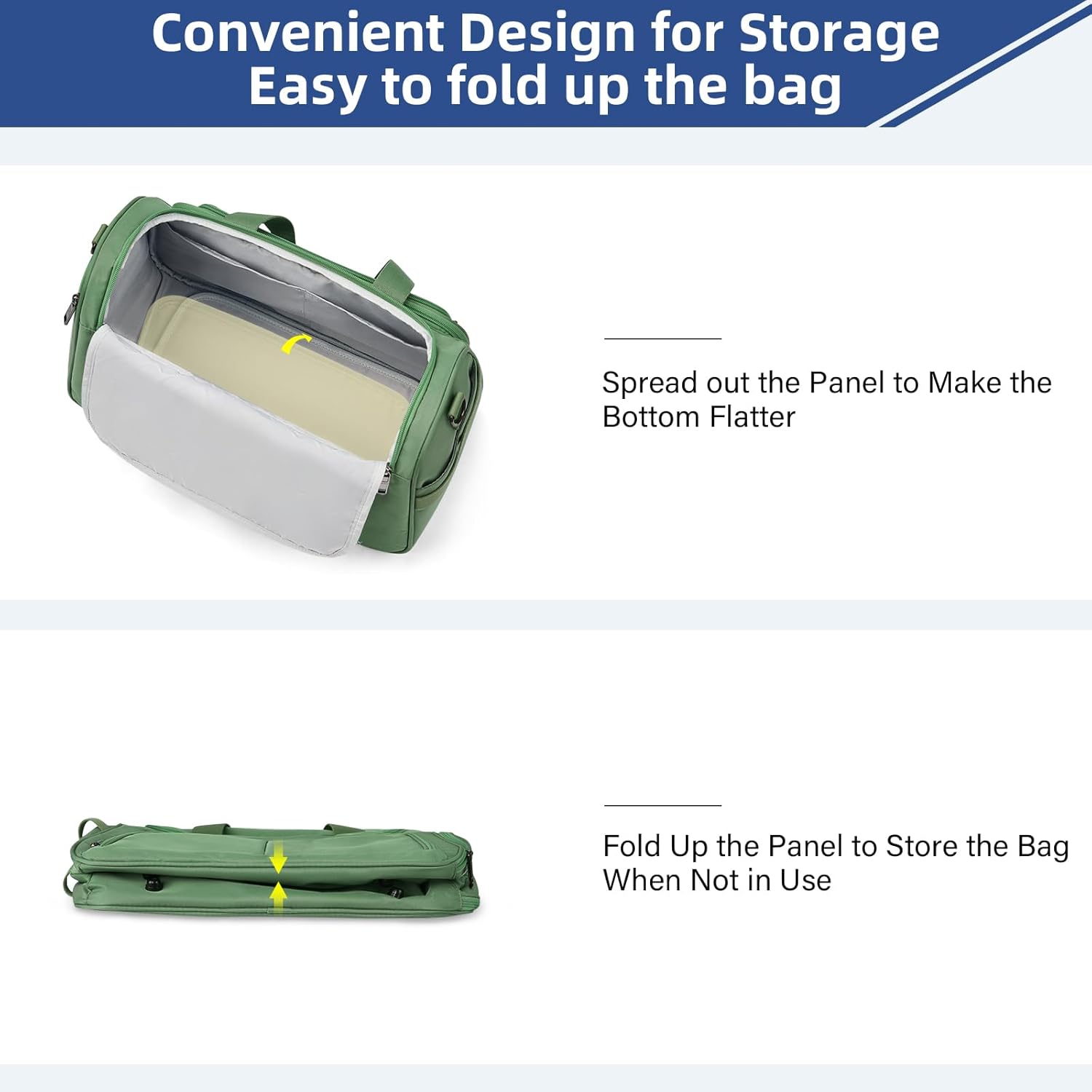 Carry on Duffel Bag Foldable Duffle Bags for Travel, Under Seat Personal Item Bags for Airplanes, Weekender Overnight Mens Travel Tote Bag for Women Softside Carry on Luggage (Forest Green) - Image 3