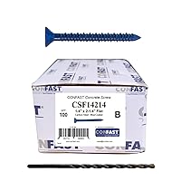 Vista 19 de CONFAST Anclaje de Tornillo de Concreto Phillips Plano Azul de 1/4 pulgadas x 1-3/4 pulgadas con Broca para Anclar a Mampostería, Bloque o Ladrillo
