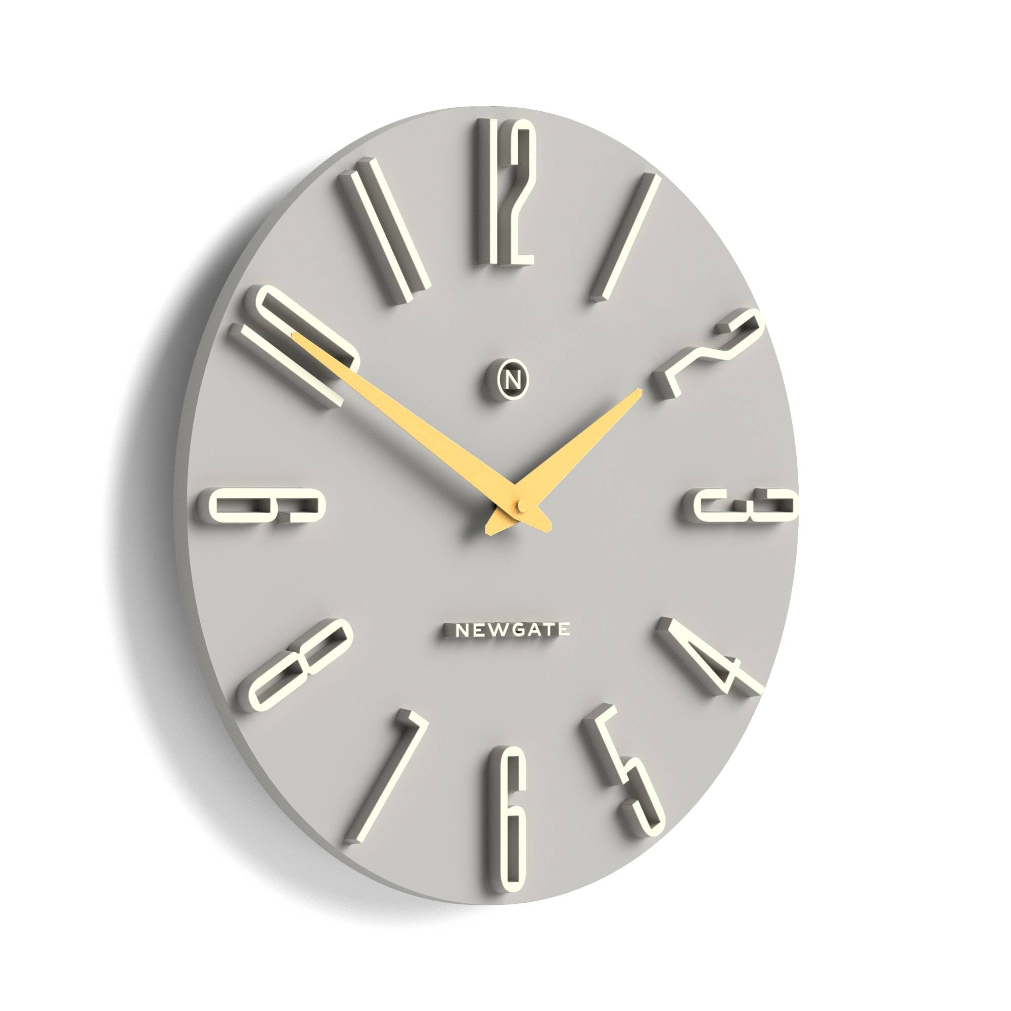 NEWGATE® Empire State wall clock | Round sculpted designer wall clock | Grey & gold | 40cm | Supercool modern retro mid-century | For kitchen, living room, office