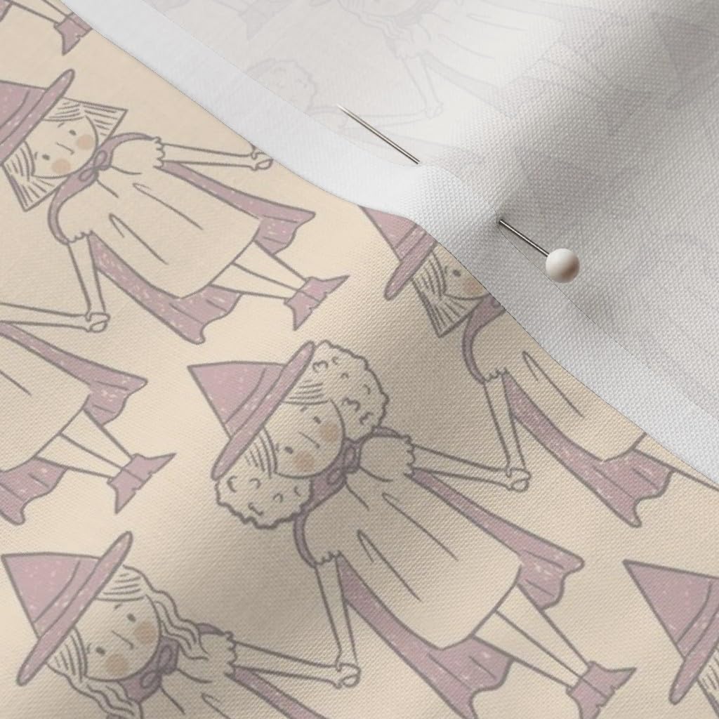 Spoonflower Fabric - Ditsy Witches Cute Halloween Whimsical Pastel Spooky Purple Witchcraft Printed on Petal Cotton Fabric Fat Quarter - Sewing Quilting Apparel Crafts Decor