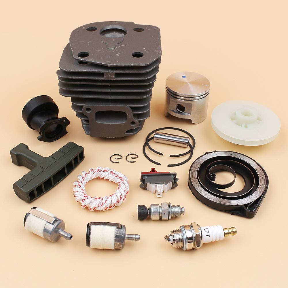 45mm Cilindro Pistone Regolatore Catena Molla Recoil Puleggia Aspirazione Set Compatibile con Husqvarna 340345350346 346XP 351 Pezzi di Ricambio Motosega