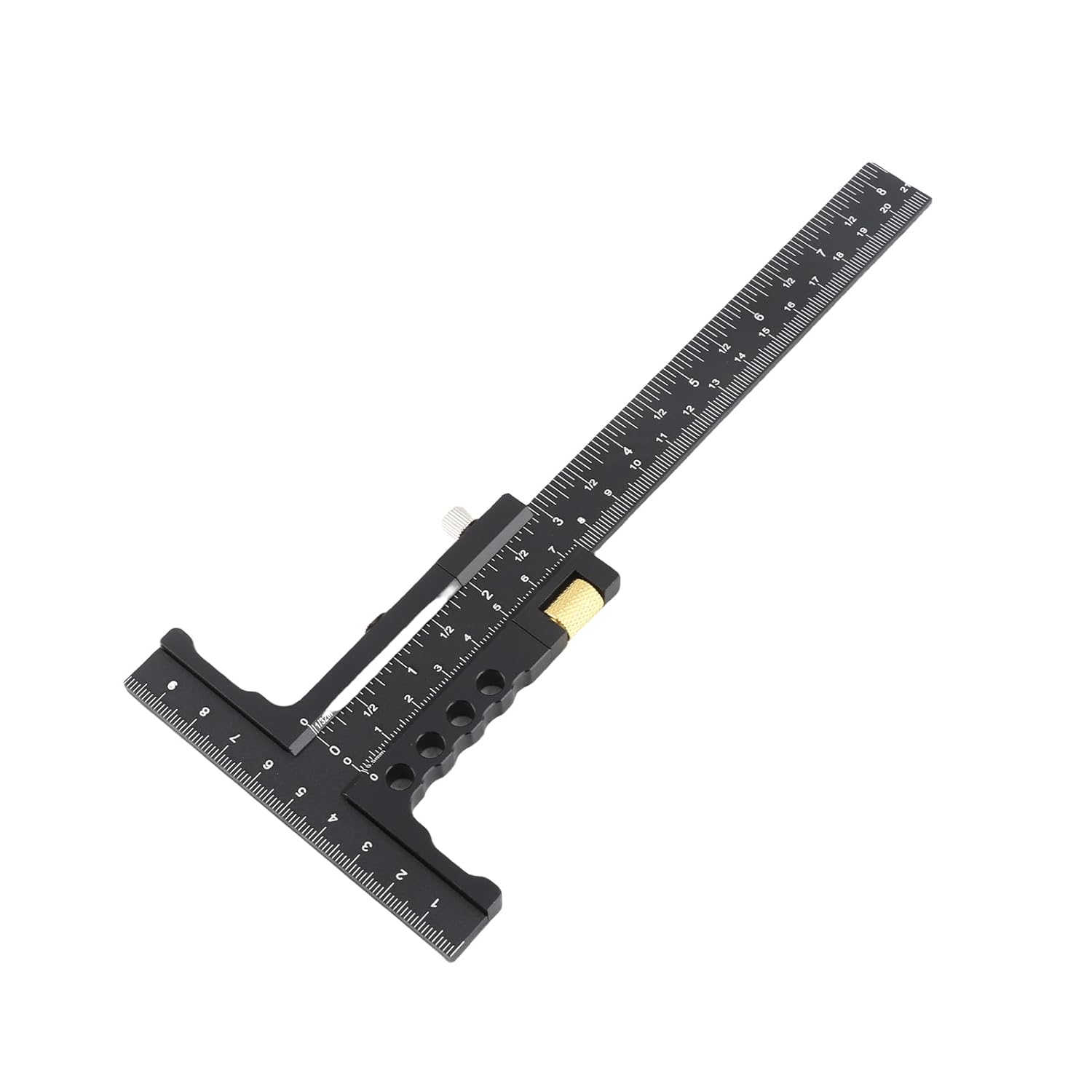 Woodworking Scriber T - Shape Aluminum Alloy Measuring Tool, 9 Inch, Black - Durable Construction, Smooth T - Slide Design, Accurate Line Marking for Carpentry (Ruler-with Fine Tuning)