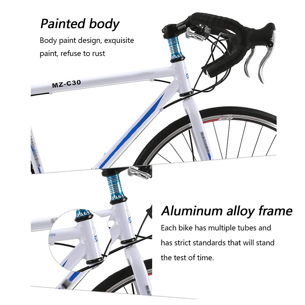 ZXLLAFT Rennrad 700C Aluminium Rennrad Vollaluminium Fahrrad mit 27 Speed Groupset Reifen und Sattel (49cm),A Sport & Freizeit