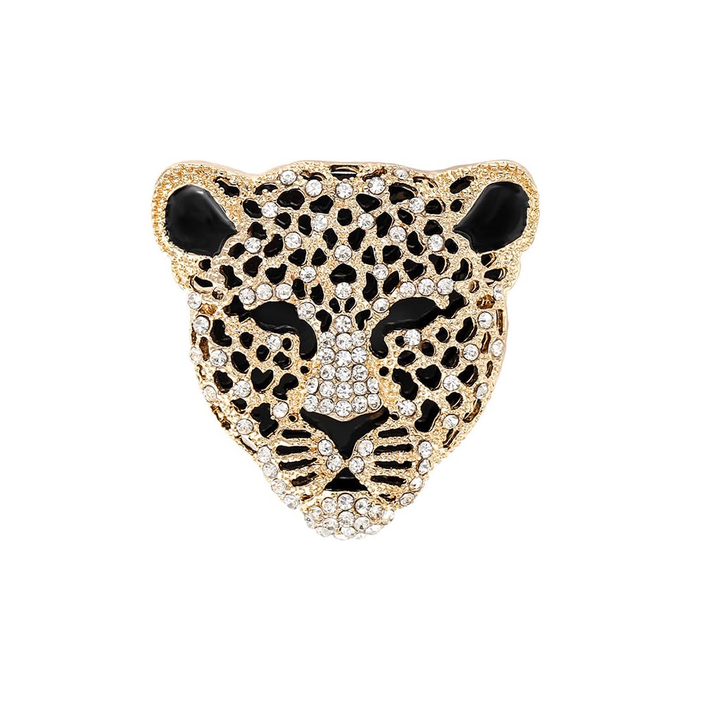 Broche Léopard Noir Vintage Avec Zircons - Accessoire Élégant Pour Vêtements, Écharpes Et Sacs - Homme Et Femme