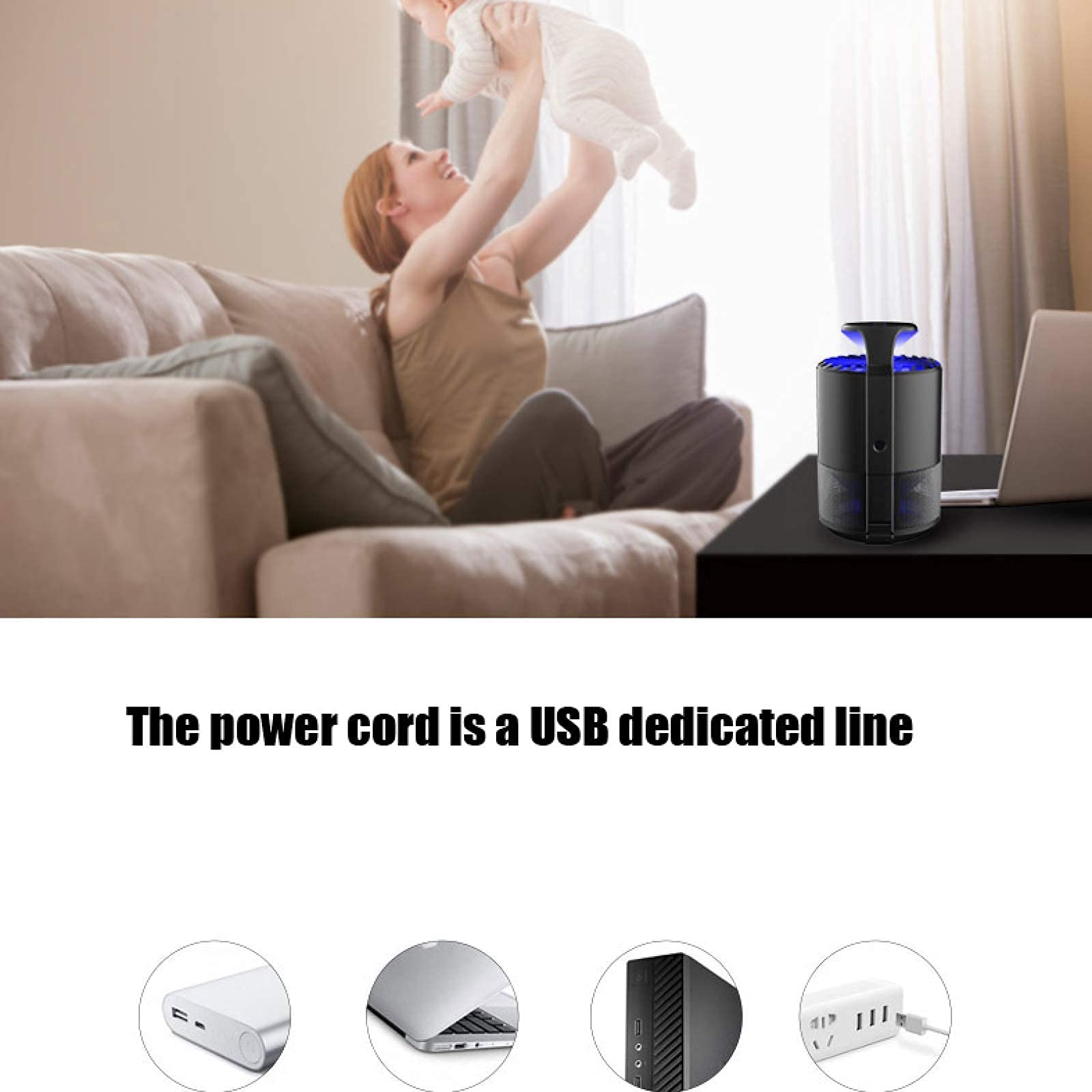 Lámpara Eléctrica Antimosquitos, Lámpara Eléctrica Ultravioleta para Matar Moscas De 1200 V, Luz Antimosquitos para Interiores, Trampa para Mosquitos con Enchufe USB, Trampa S, Moscas, Mosquitos, Po