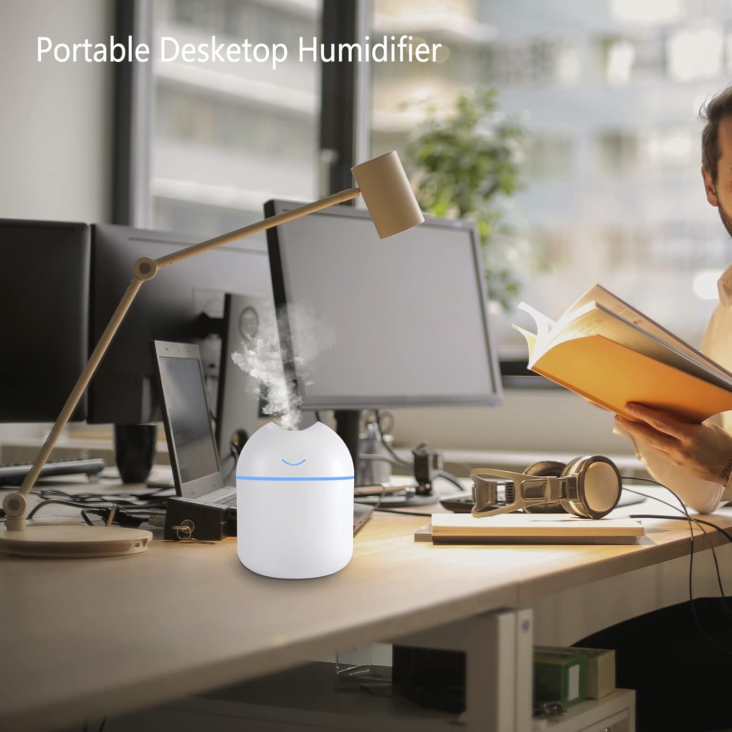 Mini Humidifier 250ml USB Cool Mist Humidifier Small humidifier Portable Colorful Quiet Safety for Bedroom Office car Yoga(White) : Home & Kitchen