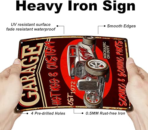 Miniatura 3 de SUPERDANT Letrero de metal modificado para automóvil, diseño vintage de metal para automóvil, letreros de mecánico en servicio, letreros divertidos