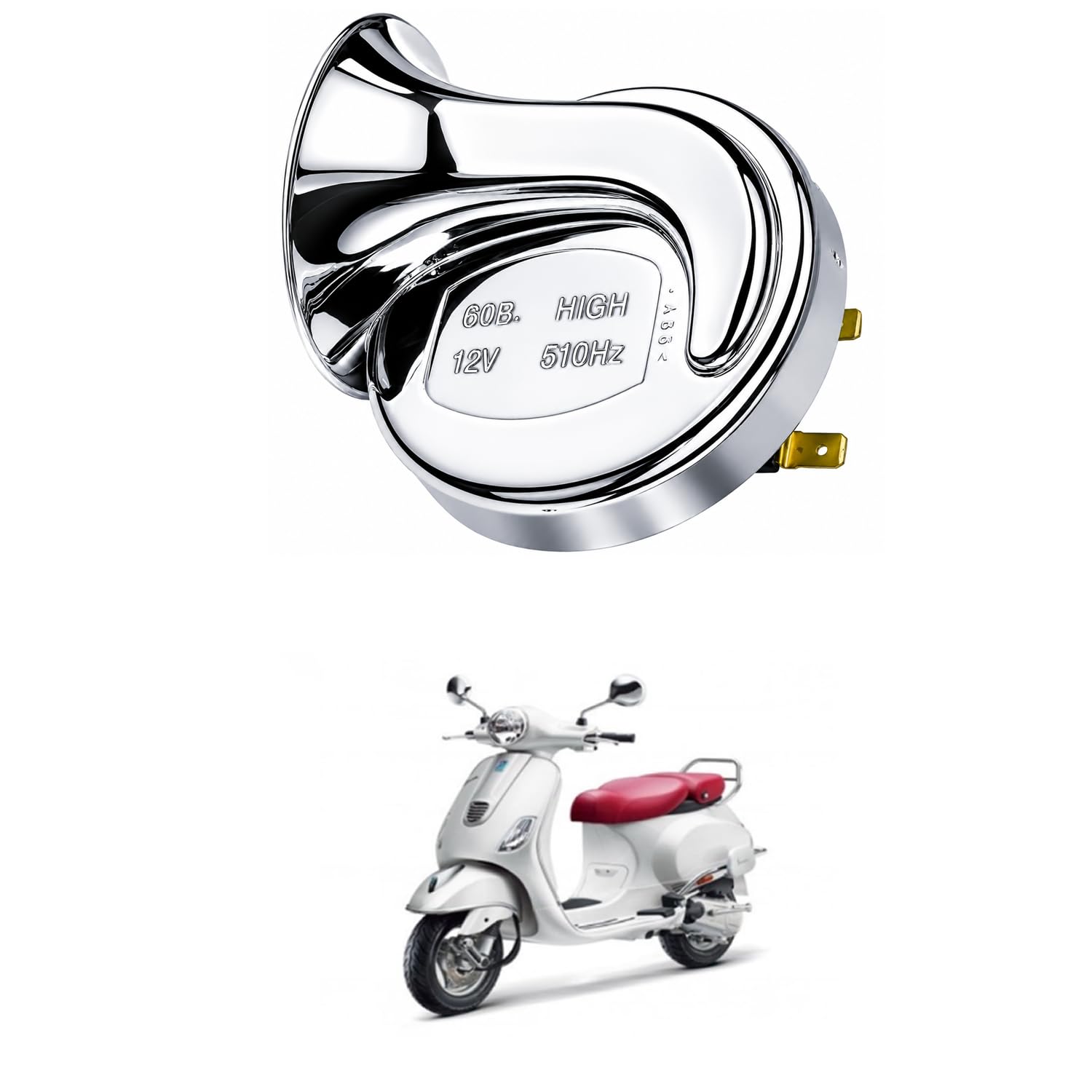 Universal 12V Automotive Vehicle Horn, High Tone 510Hz Chrome Snail Electric Horn, Loud 110dB Waterproof Replacement Horn for Car, Bike, Motorcycle, Scooter Comfortable With Elega-nte-image-11