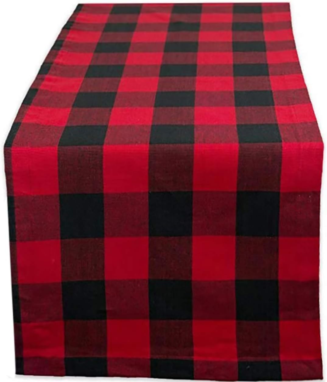 Best Seller YYaaloa Table Runner 13''x108'' Buffalo Check Cotton Black and White Plaid for Family Dinner Outdoor or Indoor Wedding Parties Thanksgiving Christmas (Black Red)