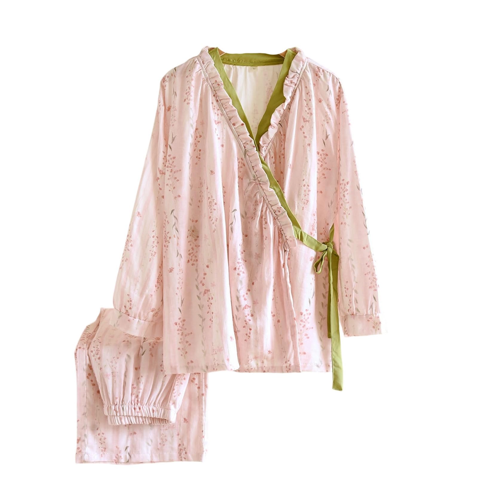 Japońskie kimono styl damska bawełniana piżama lekka bielizna nocna z długim rękawem