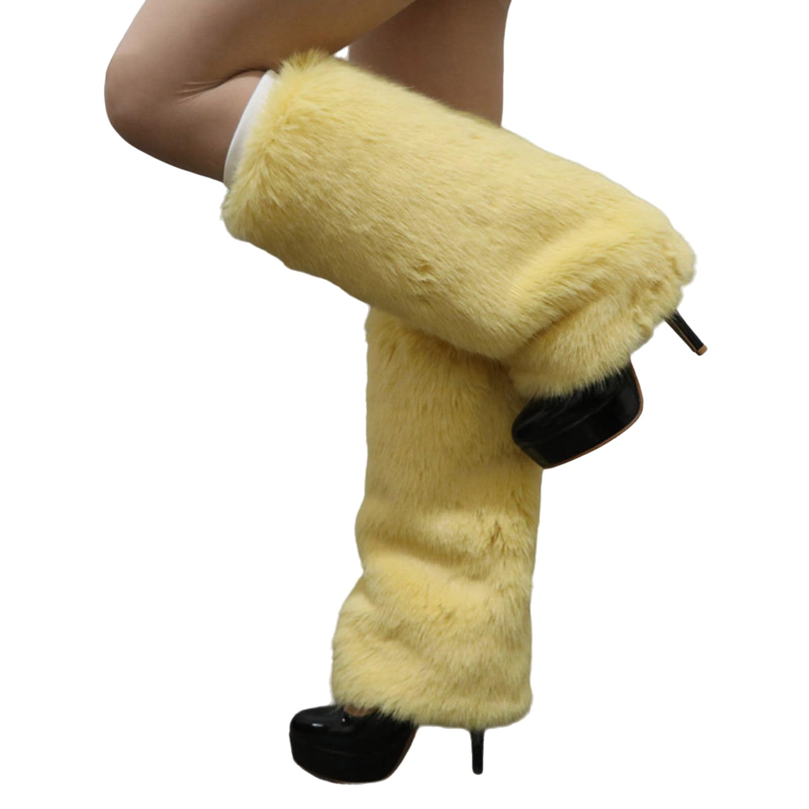 Maxtonser Plush Furry Leg Warmers for Women Cozy Winter Boot Toppers Cuffs Thermal Warm Fuzzy Foot Covers Footless Socks Gaiters