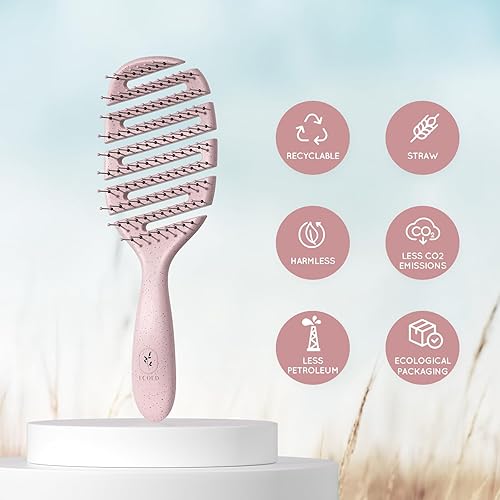 Miniatura 3 de Ecoed Cepillo de cabello ventilado degradable, cepillo desenredante, cepillo desenredante para cabello rizado, grueso y liso, desenredante seco y