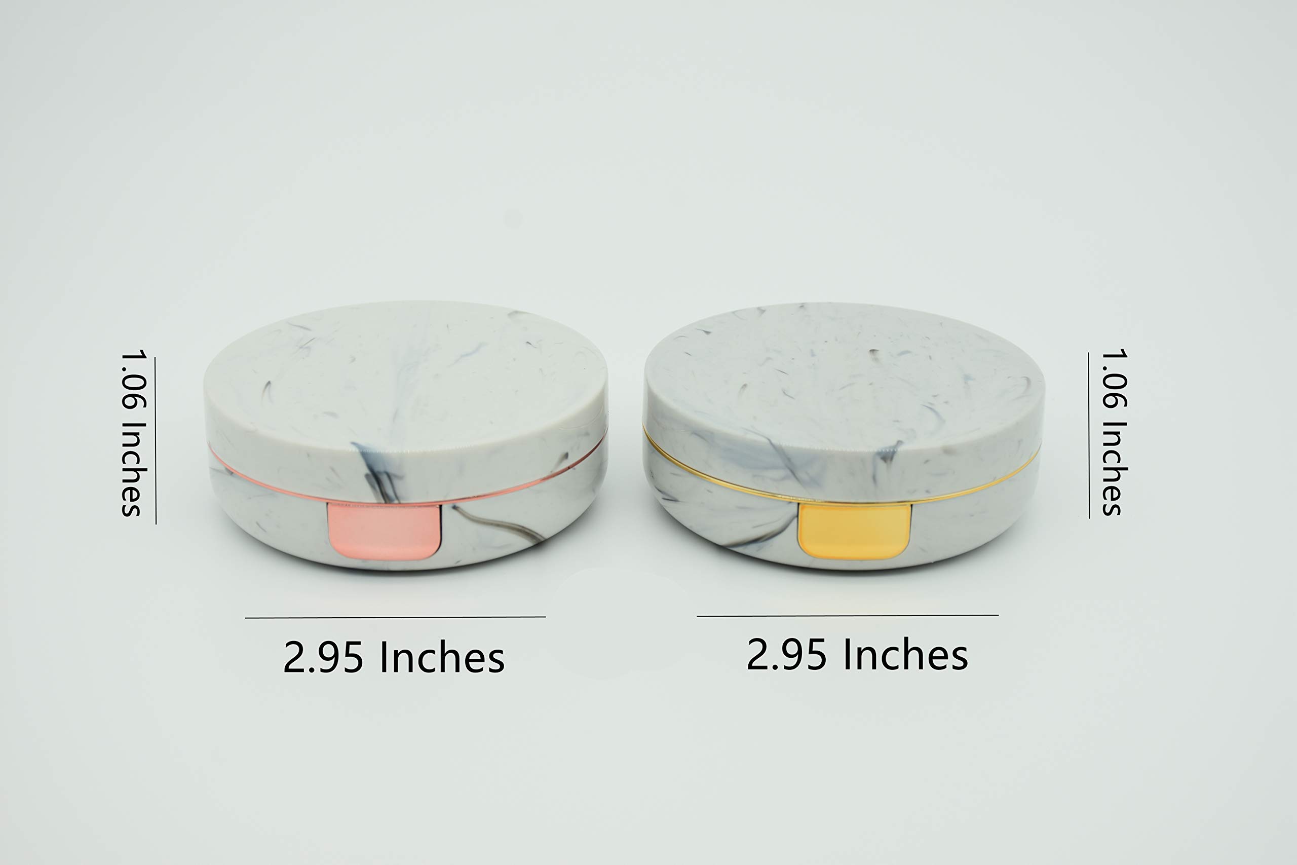 Confezione da 2 custodie per lenti a contatto in marmo, kit di stoccaggio per il contatto da viaggio (oro rosa + oro)