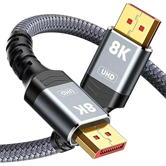 8K 4K DisplayPort Cable 1.4, 5FT 10FT DP Cord VESA Certified, 8K@60Hz, 4K@144Hz, 2K@240Hz/165Hz, High Speed Display Port Cable Gaming Monitor, HDR/FreeSync/G-Sync, Braided, Grey 5FT