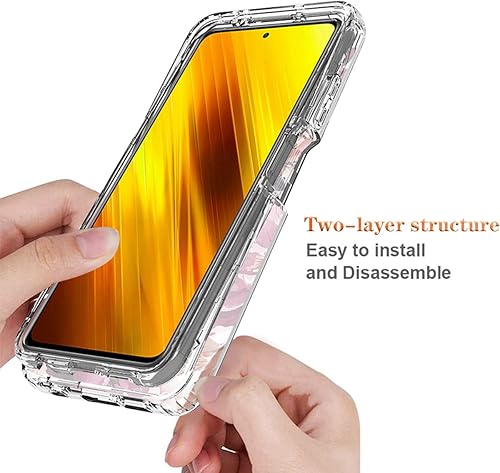 Miniatura 4 de Funda para Poco X3 NFCPoco X3 ProPoco X3, M2007J20CG con protector de pantalla de vidrio templado, diseño floral a prueba de golpes, funda