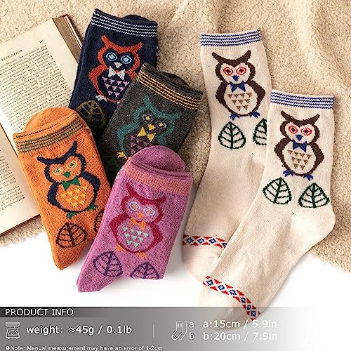 Image of IIG Cute Warm Wool Socks for Women Super Cozy Thick Crew Winter Socks Gifts, 5 Pairs
