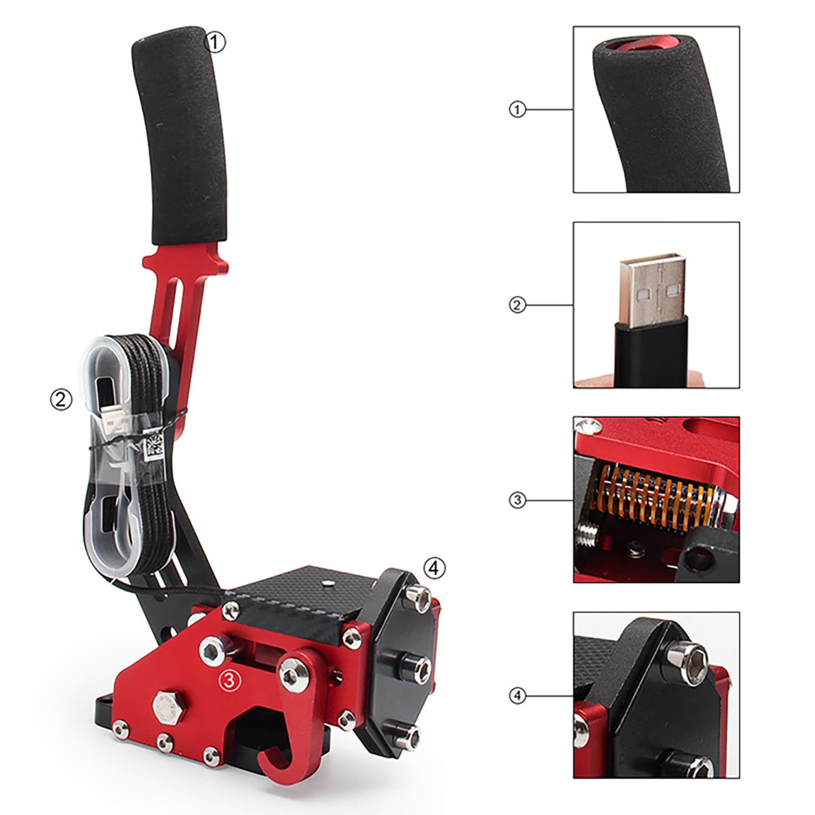 NEWFUN Freno a Mano PC USB, Sim Racing con Base | Compatibile con G29, G920, T300RS, T500RS. Resistenza regolabile per drift realistico. Struttura metallica solida