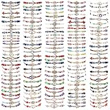 Fumete 100 Pcs Evil Eye Bracelets Mexican Bracelets Hamsa Bracelet Set Protection Mal De Ojo Bracelets Gold Evil Eye Anklets Jewelry Gift for Women Girls Boys