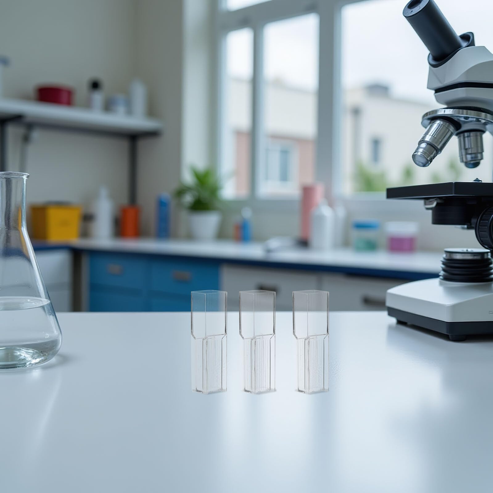 PRETYZOOM 100 Stück 1,5 ml Quadratische Kunststoff Küvetten mit Vier Optischen Fenstern Transparente Labor Küvetten für Kolorimetrische Analyse und Chemische Experimente