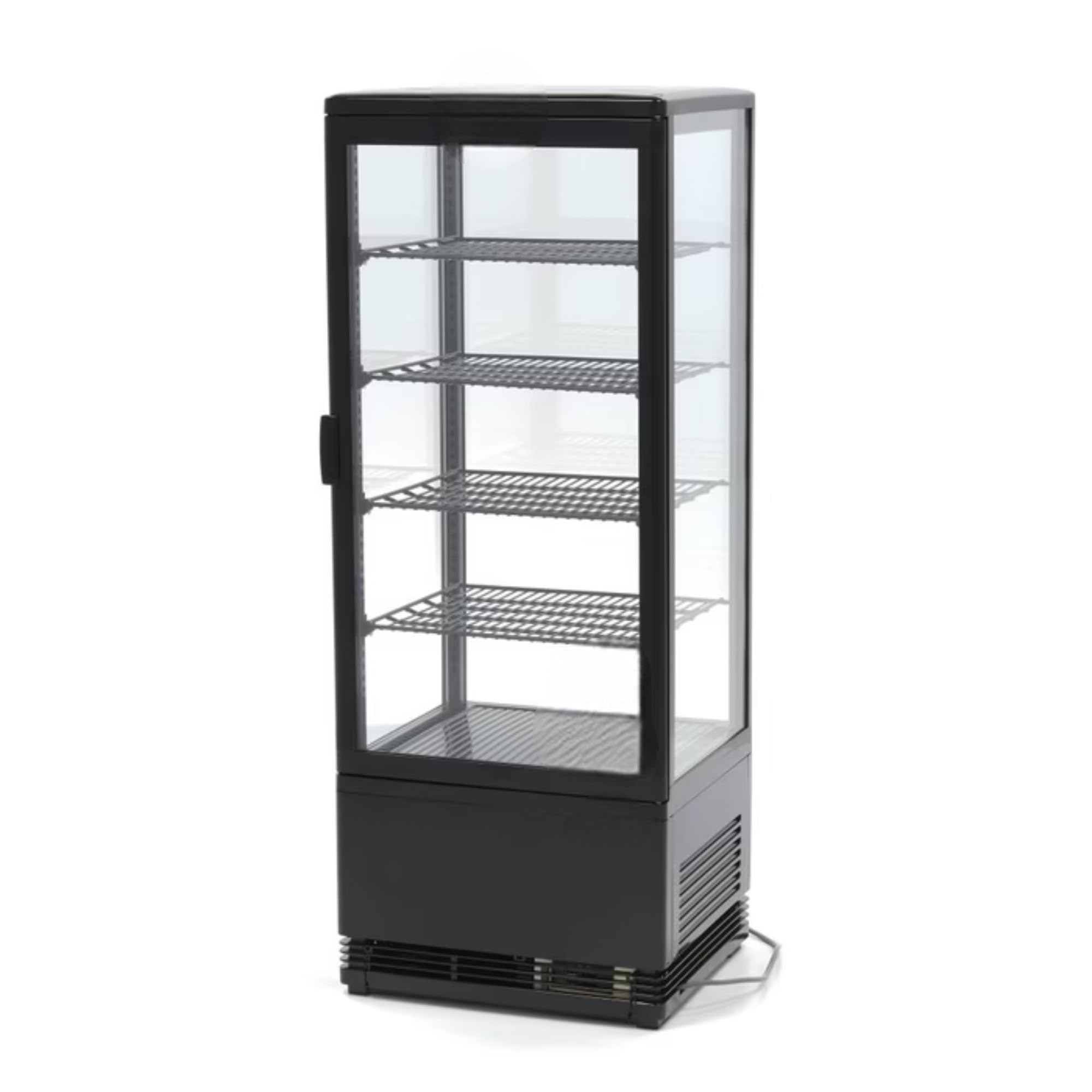 Générique Vitrine Réfrigérée à Poser 98L Noire - 0/+12°C - LED - Double Vitrage 4 Faces - Froid Ventilé