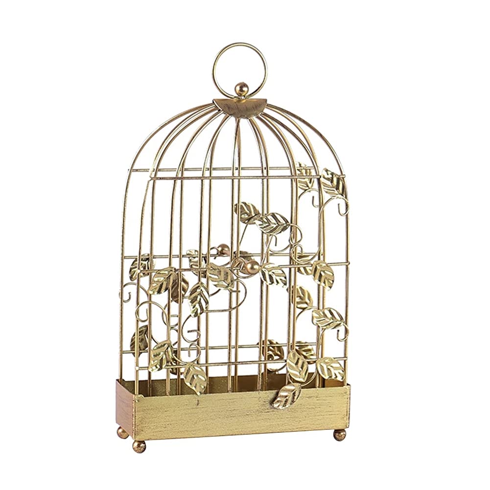 ZWJPJL Birdcage Shaped Iron Mosquito Coil Holder, Vintage Mosquito Incense Burner Metal Incense Burner Holder, Bird Cage Shelving for Home Decor,Gold