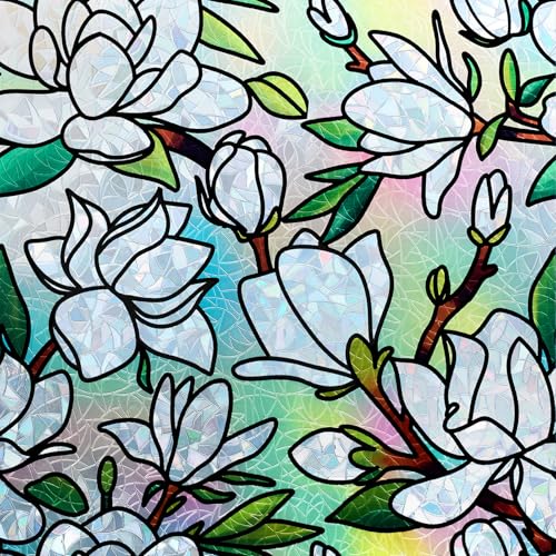 Película de ventana decorativa DKTIE con patrón Magnolia 35.4in x 78.7in miniatura 1