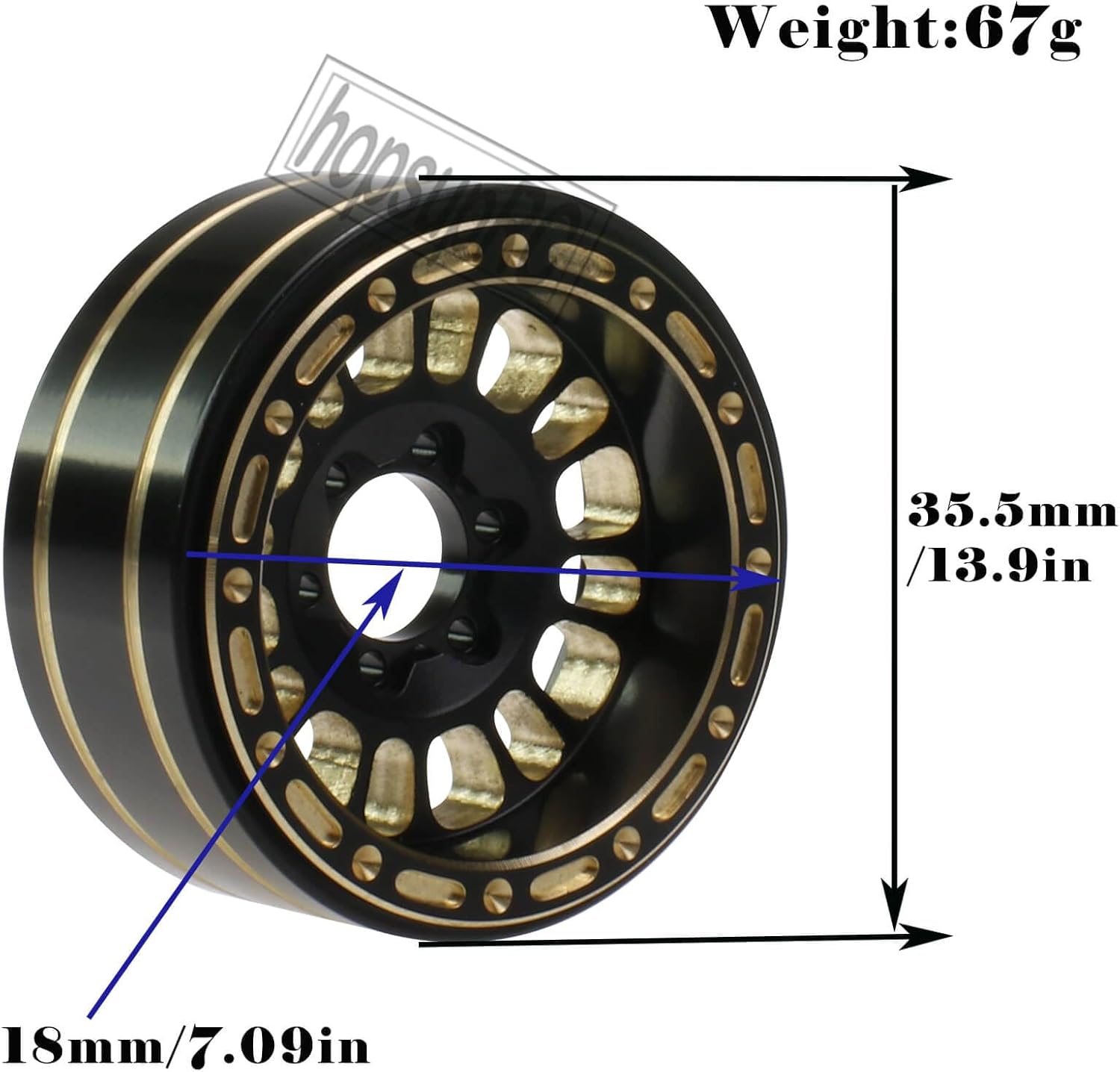 Full Brass 1.2in Beadlock RC Wheel Rim Upgrades Part for 1/18 1/24 Trx4m Axial SCX24 FMS FCX24 RC Crawler,Metal Wheel Hub Rim Hops UP (4pcs Black)