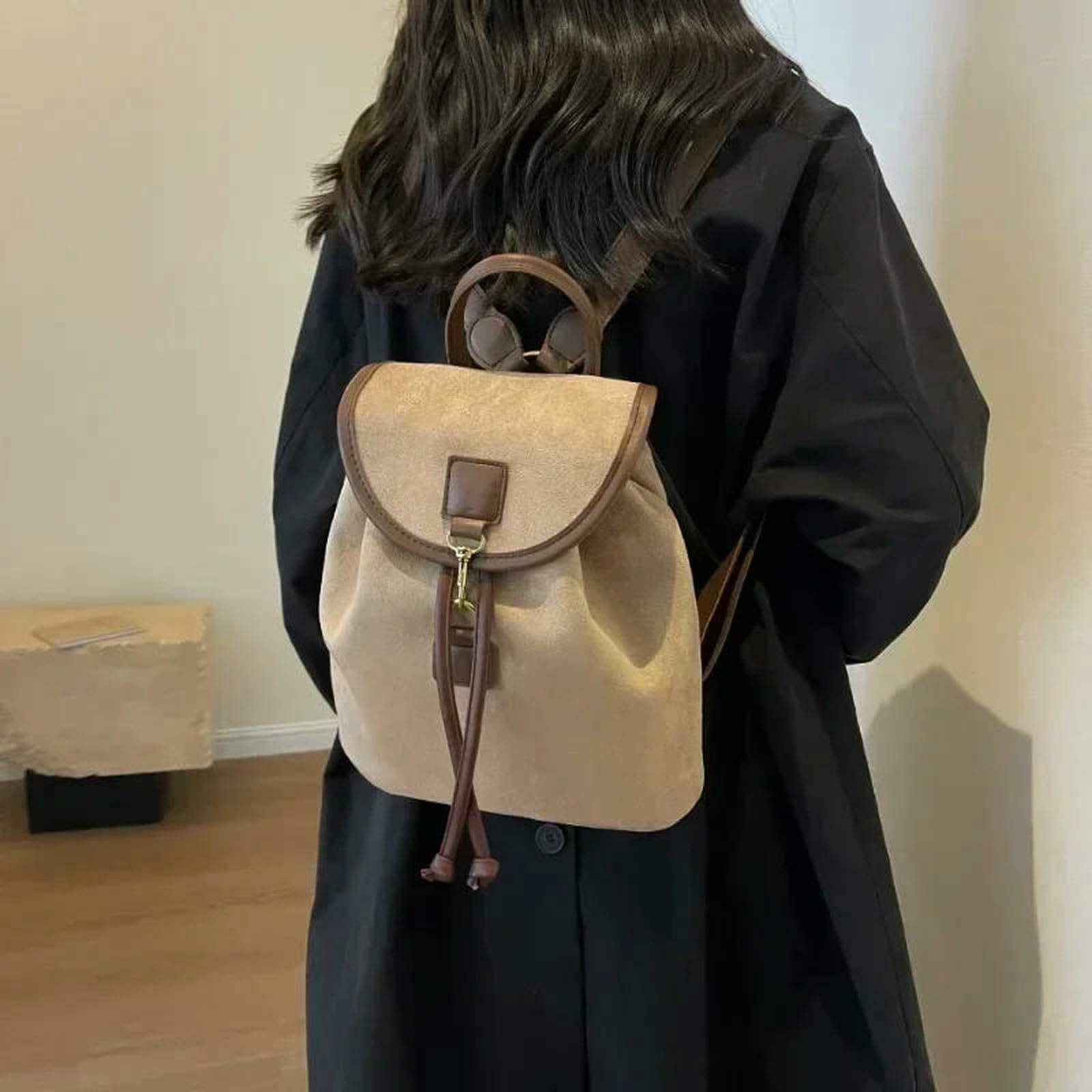 Zaino Porta pc da Donna Elegante A Doppia Spalla Borsa per Libri Universitari di Grande capacità Studenti dal Design E alla Moda-rosa-20x27 Cm