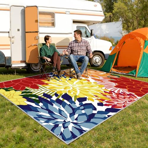 ZonLi Colorful Outdoor Rug 8x10Ft Waterproof Multicolored Indoor Area Rug Washable Outdoor Patio Rugs Tropical Floral Non Slip Outdoor Carpet for Living Room, Pool,Backyard,Deck,Camping by ZonLi - Image 6