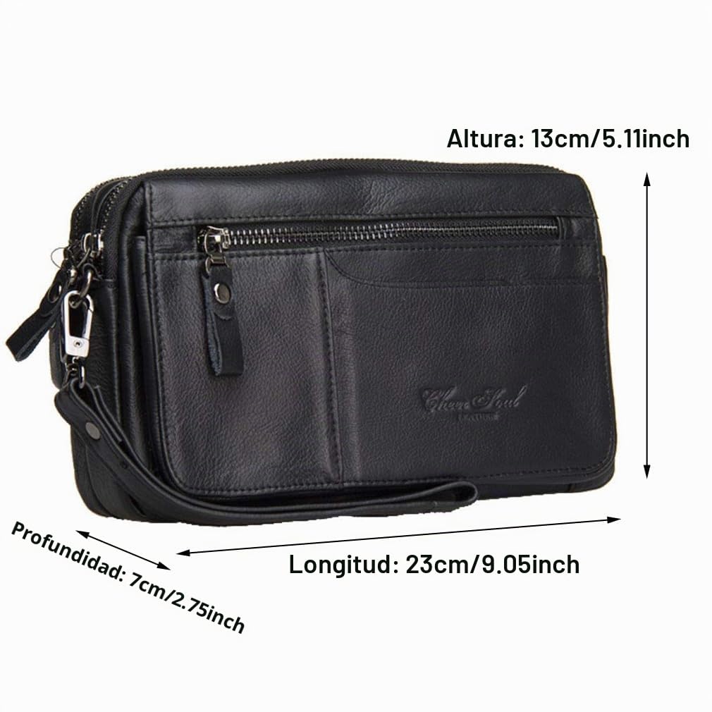 Embrague Monedero Monedero Con Correa De Muñeca Soporte de Teléfono para Hombre Bolso de Muñeca Bolso de Muñeca Negocio de Negocios Compartimientos Múltiples Bolso iPhone X/8/8 Plus