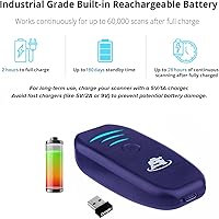 Vista 4 de ScanAvenger Escáner de código de barras Bluetooth portátil mini inalámbrico: escáneres manuales - Pistola de escaneo 1D inalámbrica y recargable