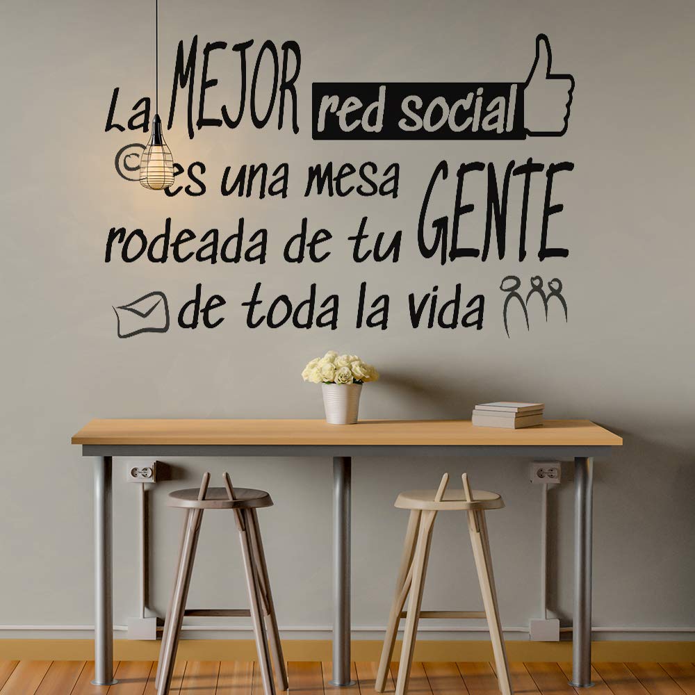 Docliick® Vinyl Quote for Kitchen or Restaurant"The Best Social RED" Decorative Vinyl Docliick DC-18042, Black, 30x20cm - Image 2