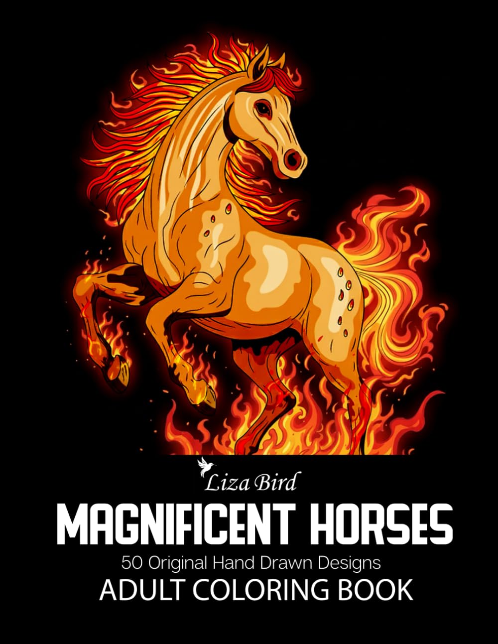 Magnificent Horses: Adult Coloring Book with 50 Original Hand Drawn Designs