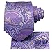 Hi-Tie Men 63inches Tie Set Extra Long Necktie Paisley Tie Pocket Suqare Cufflinks Big and Tall Men Tie,Light Purple