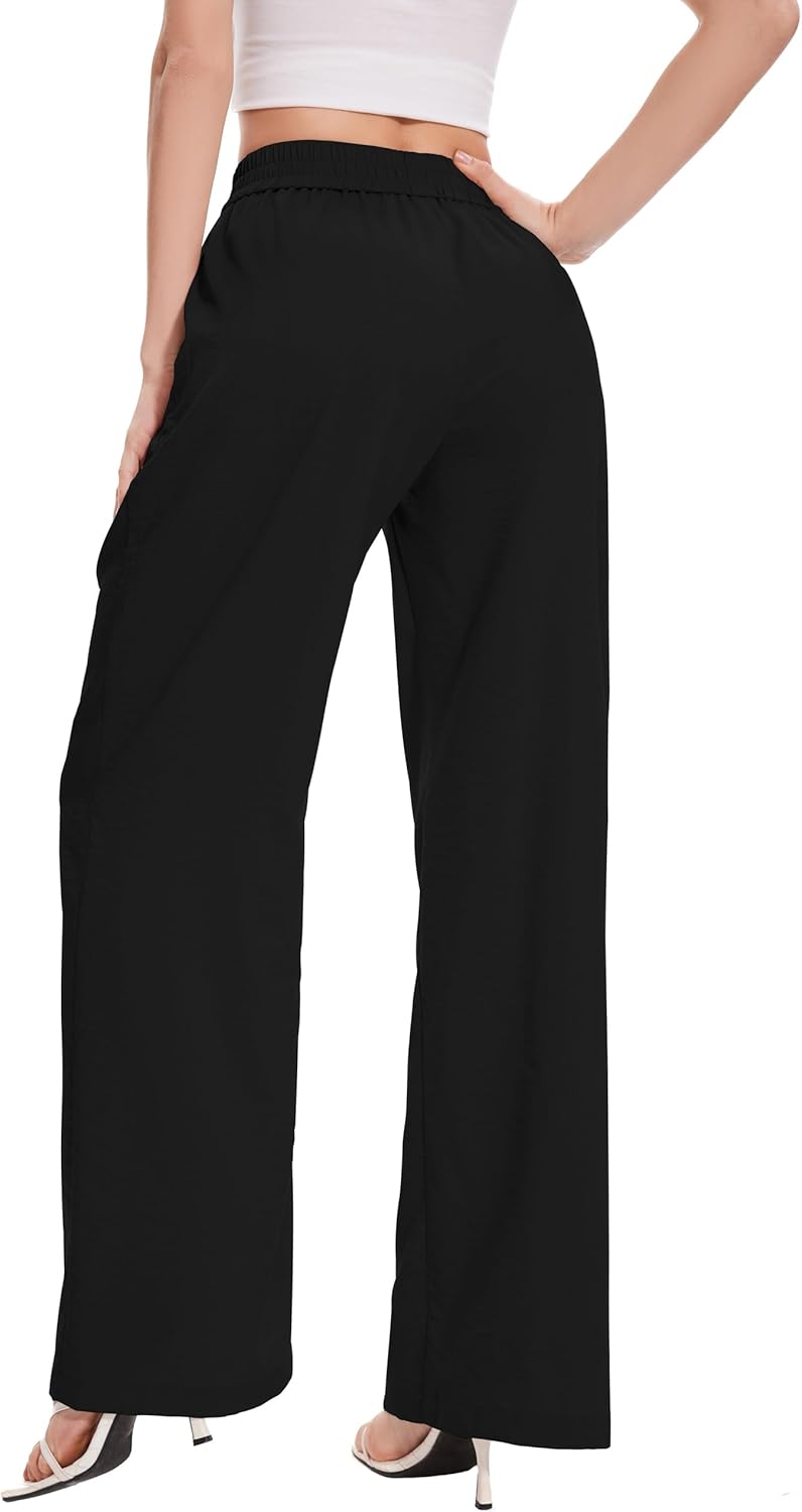 FUNYYZO 2025 Women Summer Pants Drawstring Waist Wide Leg Pants Loose Fit with Pockets Pull On - Image 6