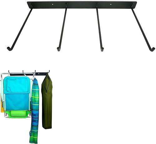 Miniatura 16 de StoreYourBoard Estante de almacenamiento para sillas individual: estante plegable resistente para organización de garaje, soporta 50 libras, perchas