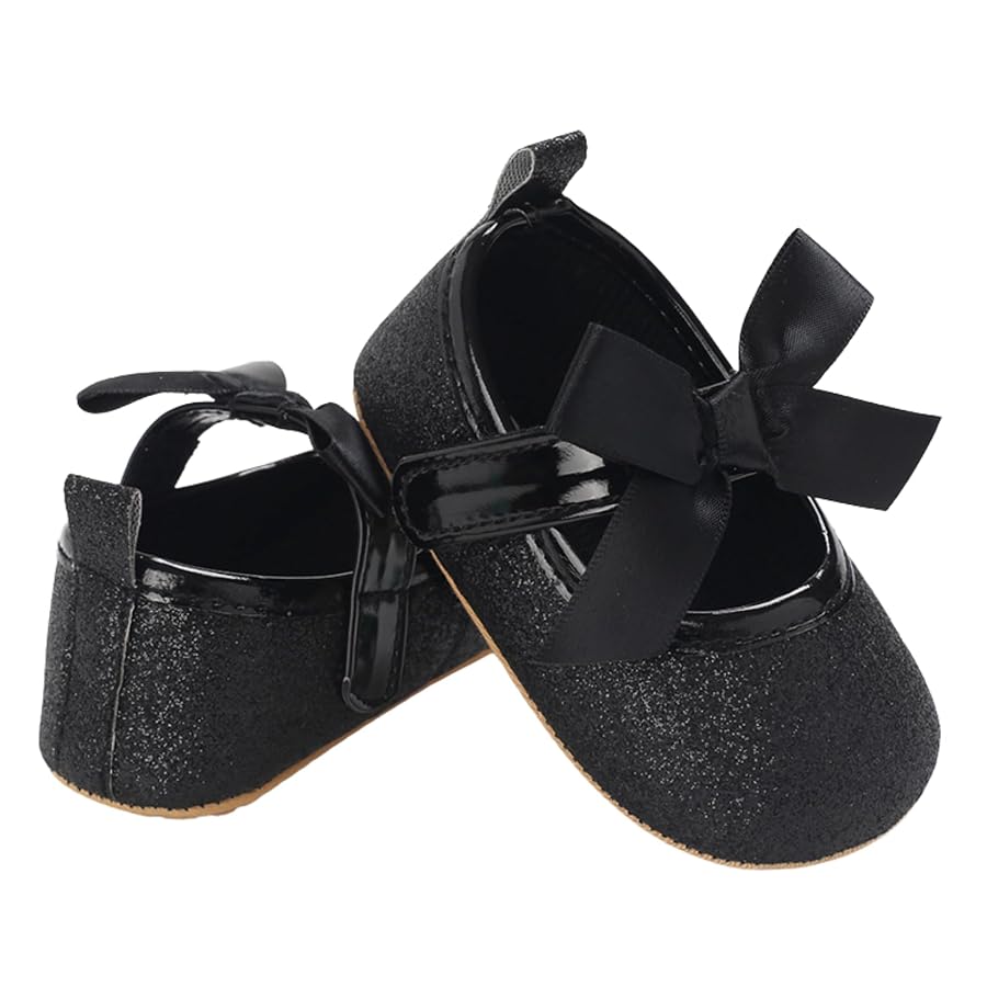 Mix&Max baby-girls Front Bow Velcro Strap Ballerina Shoes Ballet Flat