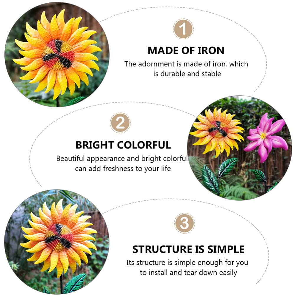 3 Girasoli Decorativi Da Giardino In Stile Rustico - Decorazioni Esterno In Ferro Arrugginito - Foto 8