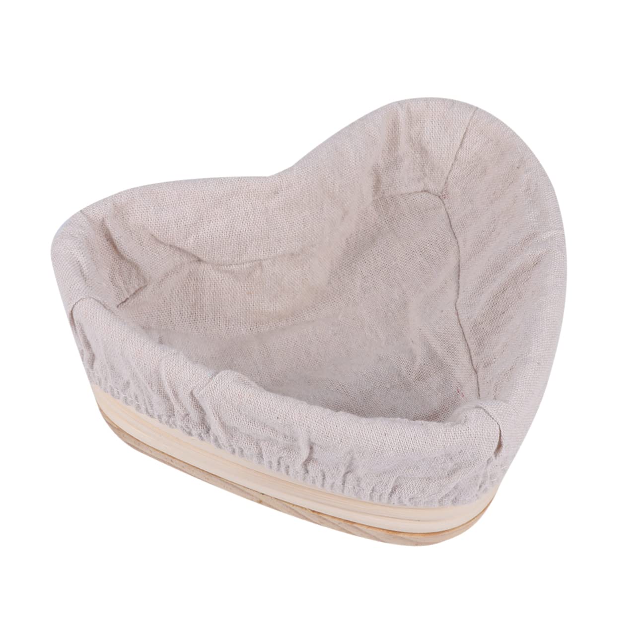 OKUMEYR 1Pc Heart Shape Rattan Proofing Basket Natural Vine Bread Container with Cloth Cover for Baking Dough for Artisan Breads and Sourdough Khaki