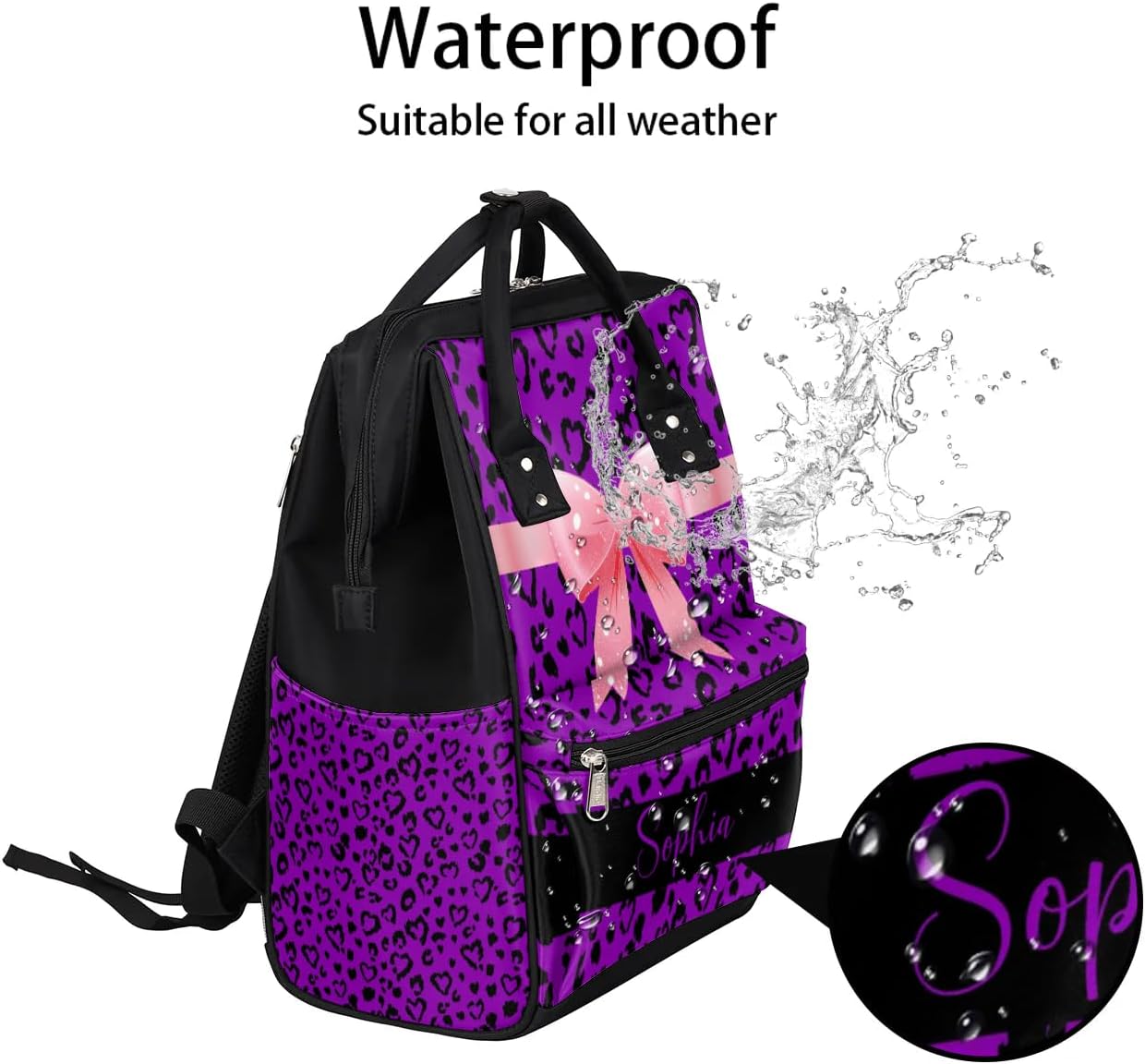 Purple Leopard Baby Diaper Bags Nappy Backpack for Travel Baby Backpack for New Mom Dad Gifts Mom Backpack for Women