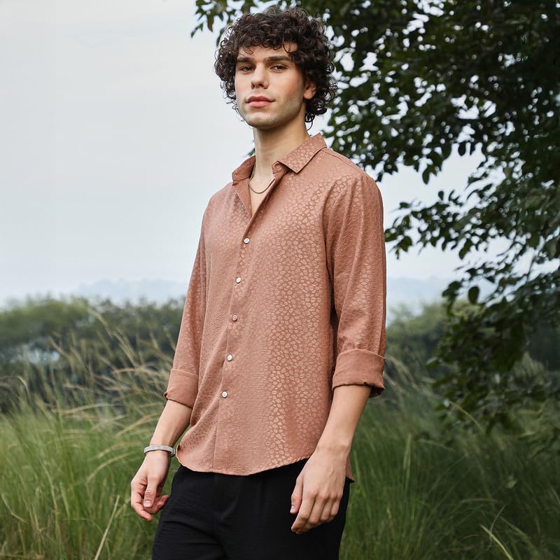 Image of CAHOOT Men's Shirt for Casual Wear | Spread Collar | Long Cuffed Sleeves | Button Closure | Shirt Crafted with Comfort Fit for Everyday Wear