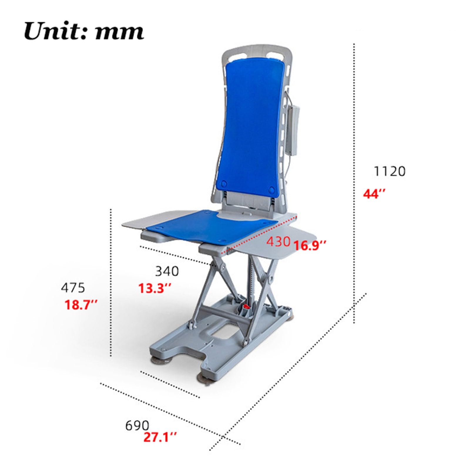 Podnośniki do wanny, podnośnik podłogowy dla osób starszych, lekki odchylany podnośnik łazienkowy, ergonomiczne siedzisko, składane, pojemność 136 kg, do windy domowej A