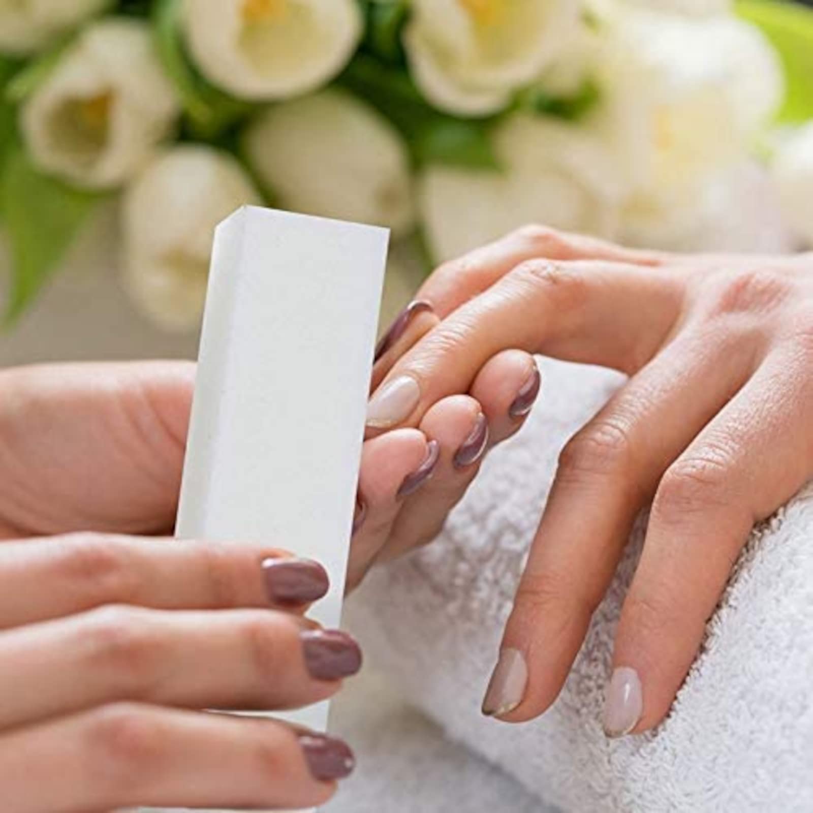 10x Nagelfeilen Buffer 10 Stück Weiß Buffer für Nägel Gelnägel Nail Buffer Nagelfeile Buffer Set Schleifblöcke Maniküre Werkzeug mit einem Nagelpinsel Entstauben (10x Stück)