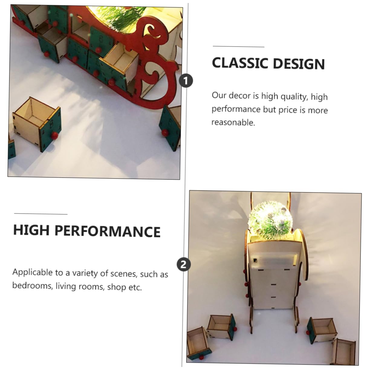 TOPBATHY Holzblock Kalender für Weihnachten Adventskalender aus Holz mit LED Countdown-kalender als Dekorativer Kalender für Wohnzimmer und Schlafzimmer