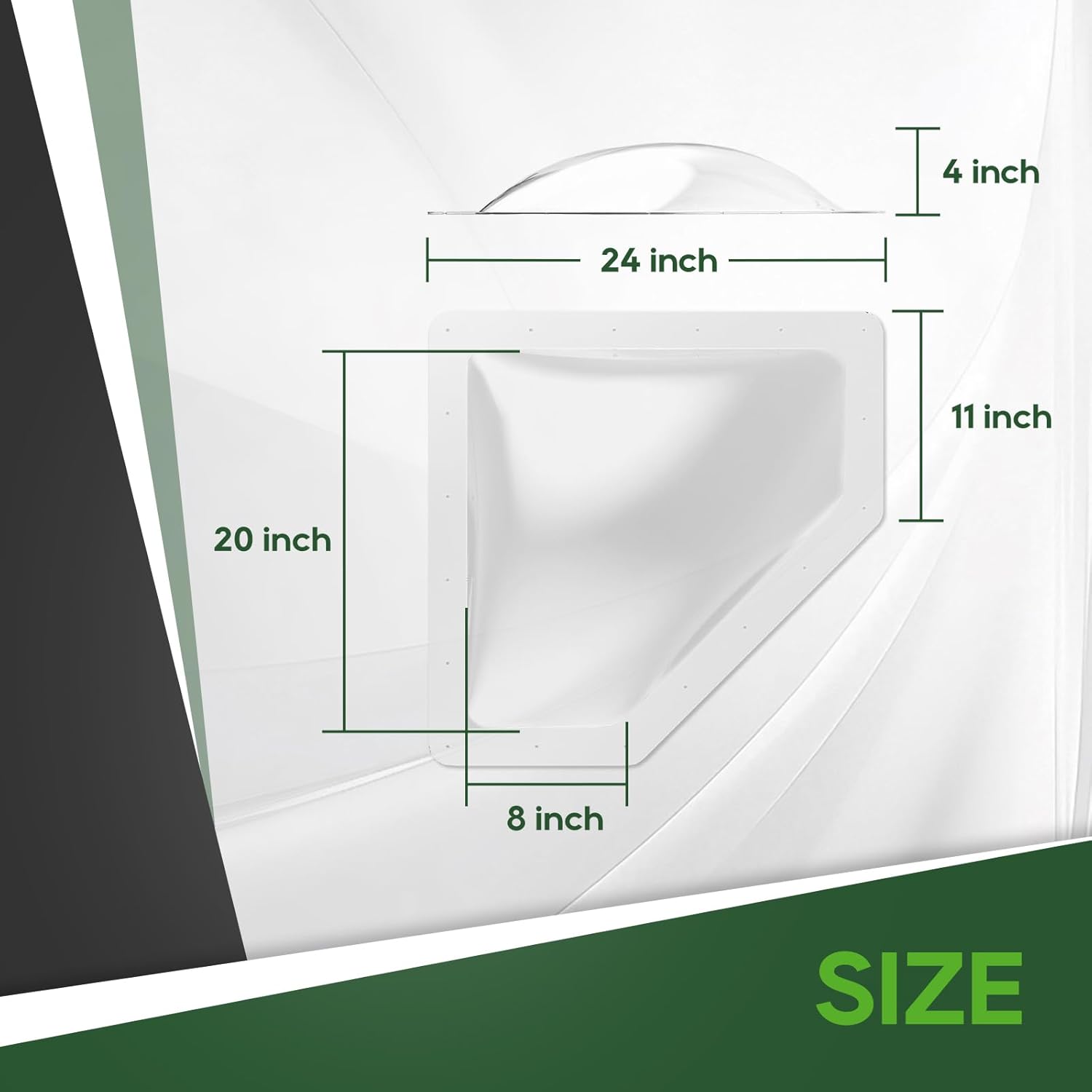 RVGUARD RV Skylight Replacement, 11" x 24" Outer Dimension Skylight Fits All Standard 8" x 20" Openings, RV Skylight for Camper Trailer Fifth Wheel Truck, UV Resistant, Impact Resistant, Clear