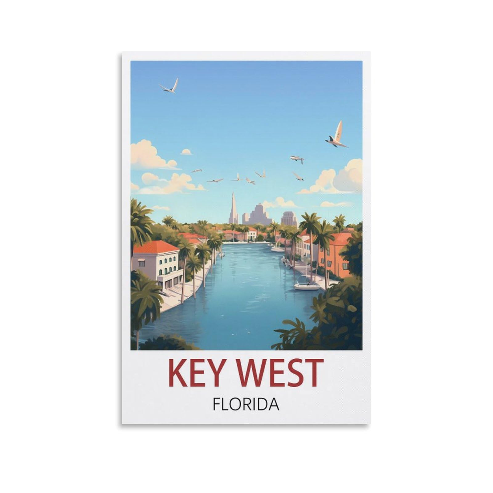 EZMLFA Diamond Painting Art Kits,Key West Florida,5D Diamond Painting Kit for Adults Beginners, DIY Full Round Drill Gem Art Kits for Home Decor 40x50cm