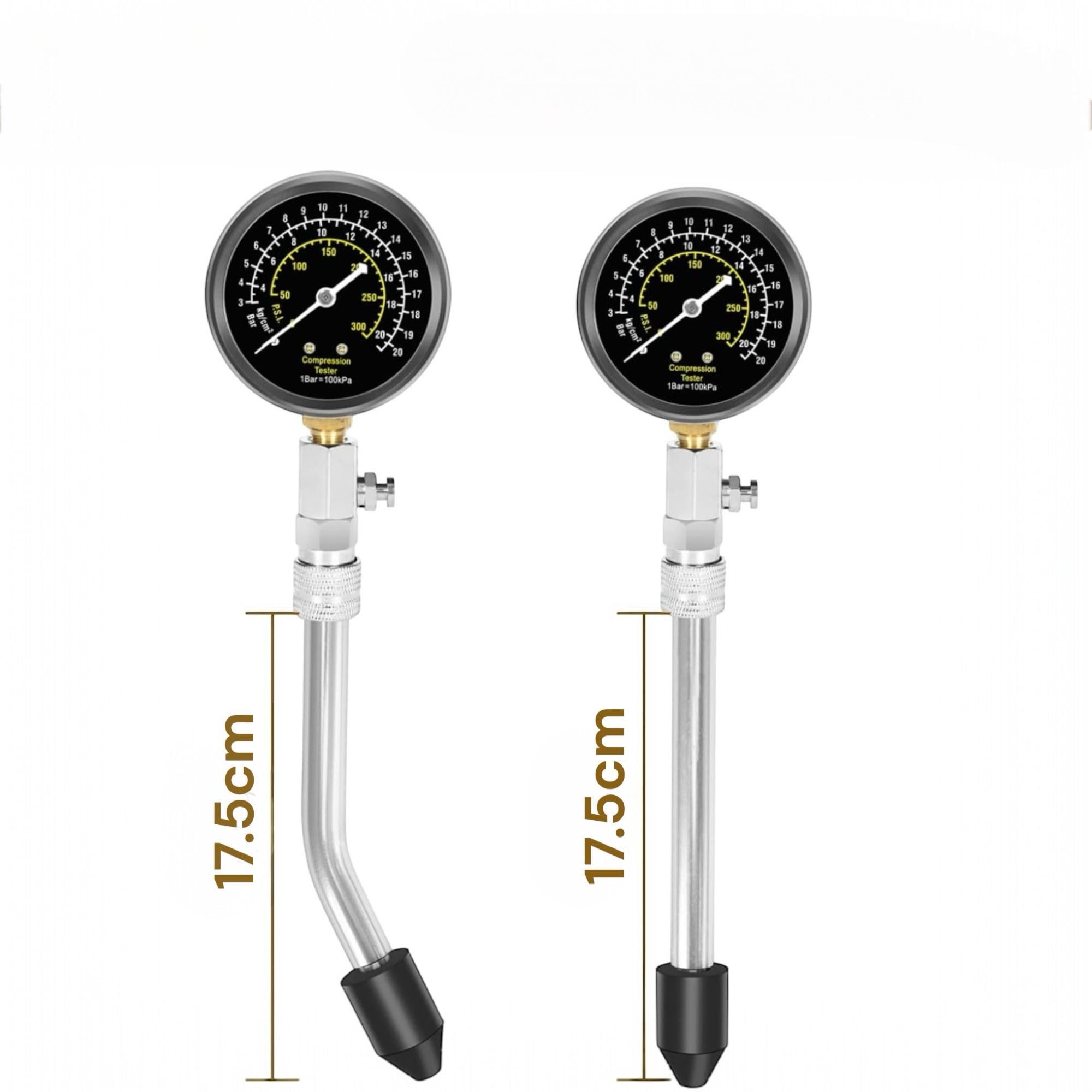 Tester di Compressione, Motori Manometri Compressione, Benzina Motore a Gas Cilindro Compressione Tester Kit con Custodia in Plastica FS-13828