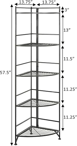 Miniatura 3 de Convenience Concepts Xtra Storage - Estante esquinero plegable de metal de 5 niveles, color negro